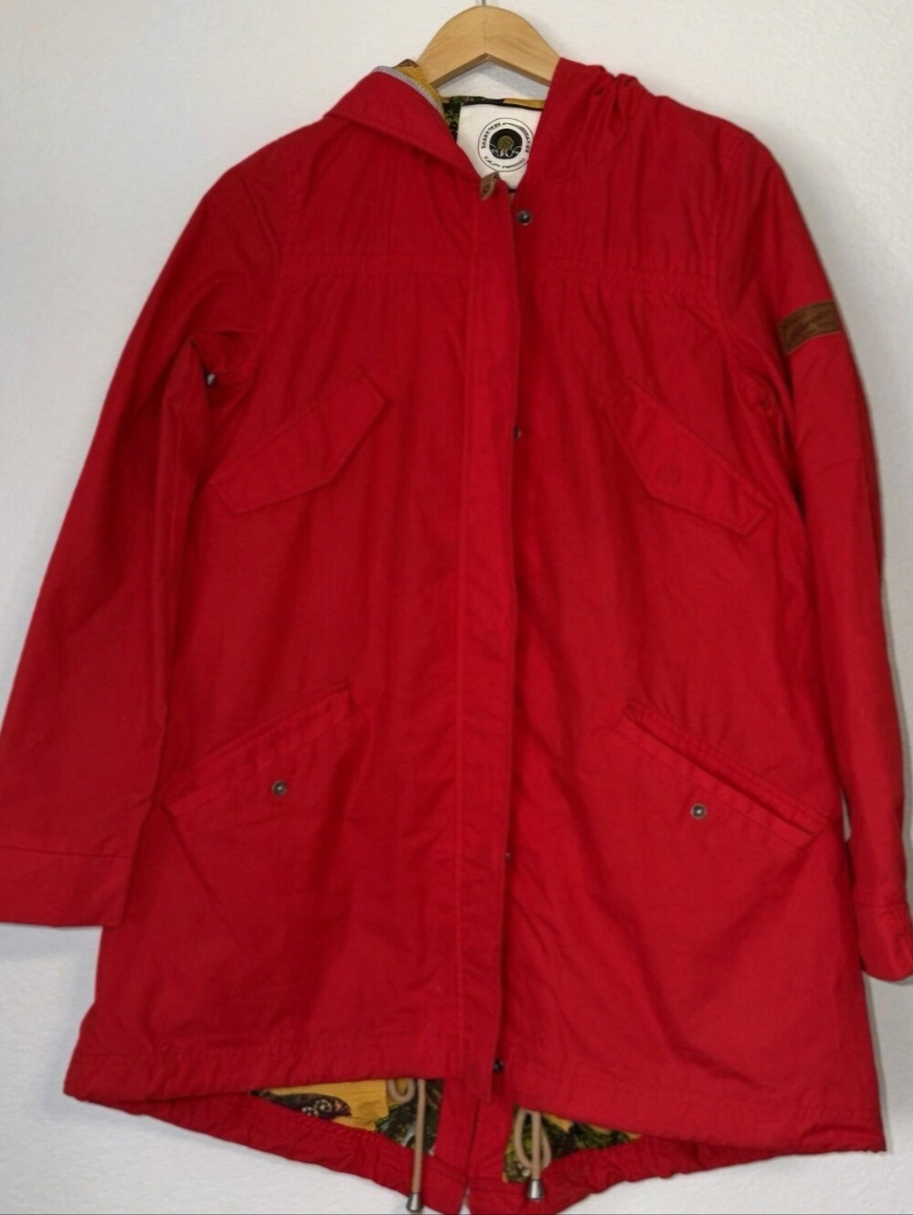 Anthropologie Daughters Of The Liberation Red Hooded Coat With Butterfly Lining